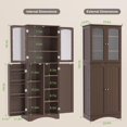thumbnail image 3 of Kitchen Cabinet, Lofka 64"  Kitchen Pantry Storage Cabinet with Frosted Glass Doors and 14 Shelves, Dark Brown, 3 of 9