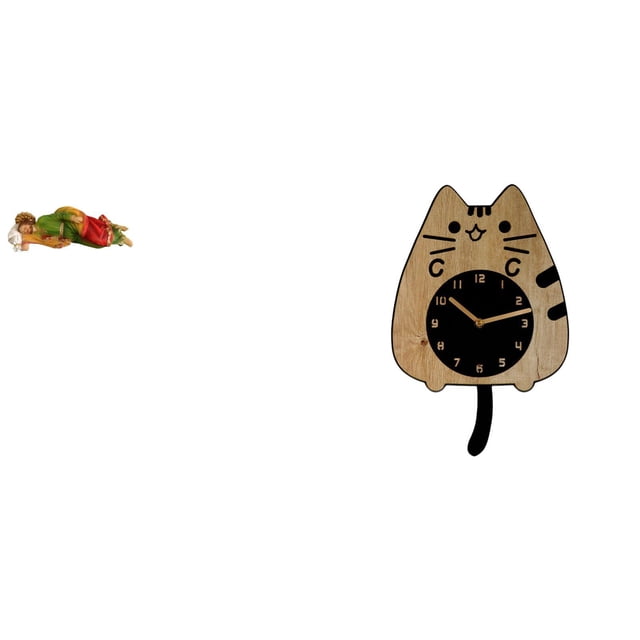Estatua de José,Estatua de José durmiendo Estatuilla religiosa,Reloj de pared,Reloj de pared decorativo con diseño de gato para sala de estar,silencioso,Reloj de pared de madera con