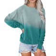 thumbnail image 1 of Hauts pour Femmes T-shirt Décontracté à Manches Raglan Col Rond Automne Hiver Dégradé de Couleur T-shirt Ample Décontracté Chemises pour Femmes Été en Liquidation, 1 of 4