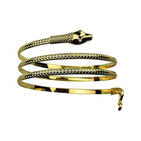 Double Wrap Around Bracelet - Art Attack Goldtone Snake Serpent Wrap Around Punk Python Coiled Spiral Upper Arm Cuff Armlet Armband Mixed Metal Aztec Bangle Bracelet