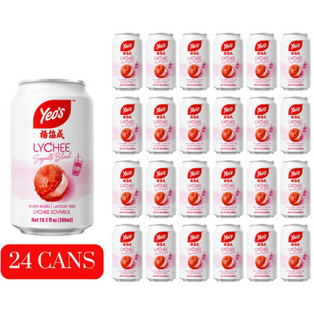 Yeo's Lychee Soy Milk Drink | 24 cans 10.1 fl oz