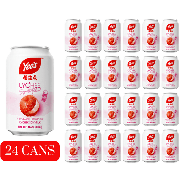 Yeo's Lychee Soy Milk Drink | 24 cans 10.1 fl oz