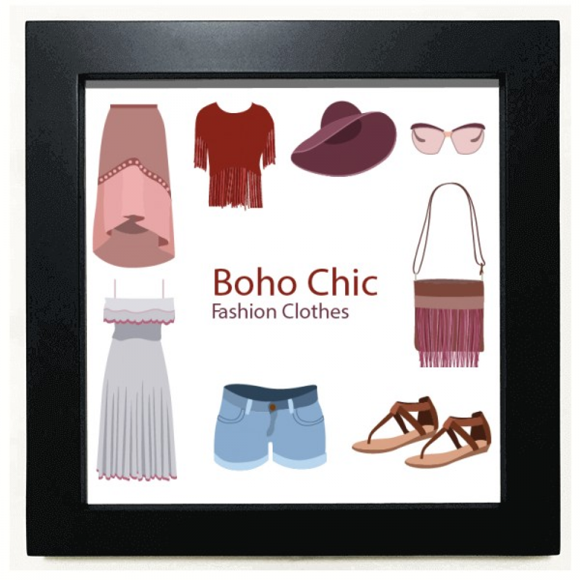 Bohe a wind Fashion Clothes Girl Black Square Frame Picture Wall Tabletop