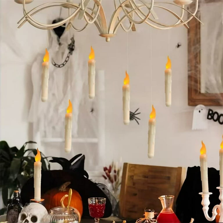 Kurt Adler Harry Potter 10 Floating Candles with Wand Remote Set Lights,  White - Esbenshades