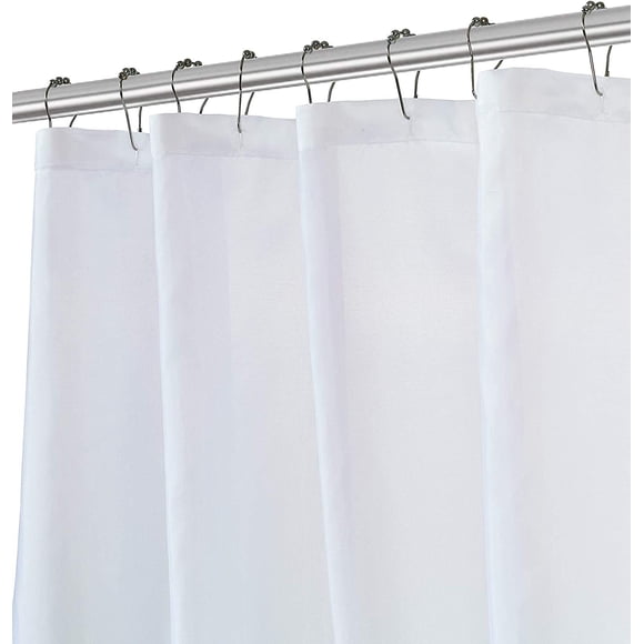 Home Beyond & HB design - White Water Repellent Durable Fabric Shower Curtain Liner, Mold Mildew Resistant, Machine-Washable, 71 X 71 Inch, Set of 2
