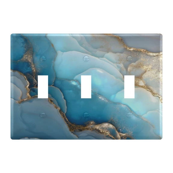 Light Switch Cover Blue Ripple Gold Line Design Plates Faceplate Decorative Switch Plate for Bedroom Home Decor