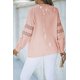 thumbnail image 1 of ABPHQTO Camisa de mujer de manga larga con botones de croché de encaje rosa, 1 of 5