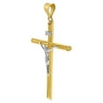 thumbnail image 2 of Precious Stars 14K Two-Tone Solid Gold Crucifix Religious Unisex Pendant with 16" Chain Necklace, 2 of 7