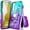 Aqua/Purple, variant on Compatible with Samsung Galaxy S24+ Plus Case with Tempered Glass Screen Protector, Ring Holder/Wrist Strap, Nagebee Glitter Liquid Floating Waterfall Cute Phone Cover (Pink/Aqua)