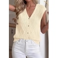 thumbnail image 7 of BTFBM Sweater Vest Women V Neck Cap Sleeve Button Down Knit Tops Spring Summer Loose Lightweight Cardigan Vests, 7 of 7