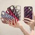 thumbnail image 3 of Funda con ondas rizadas para iPhone 13/iPhone 14 de 6,1 pulgadas, fina, a prueba de golpes, satinada y brillante, color rosa intenso., 3 of 5