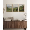 thumbnail image 4 of Drsoum Vintage Wall Art Mountain Range Valley River Landscape Painting Retro Meadow Scenery Farmhouse Living Room Decor 12x16in3pcs Brown Framed, 4 of 7