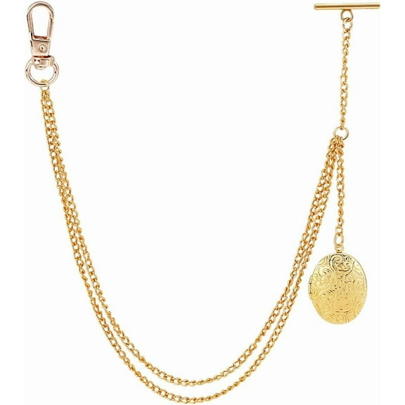 13.4 Inch Golden Watch Chain Suit Wallet Chain Pocket Watch Vintage Style Fob T Bar Men's Pocket Link for Husband Father's Day Pendant: 1.4 Inch