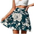 thumbnail image 2 of Jinhomg Boho Beach Skirts for Women 2025 Trendy Floral Print Mini Skirts Flowy Swing High Waist Tiered Skirts Cute Summer Vacation Skirts Green XXXL, 2 of 6