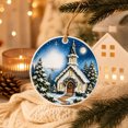 thumbnail image 5 of Round Clear Acrylic Christmas Ornament, Winter Cabin Christmas Tree Printed Hanging Ornament, Forest Scene for Tree, Wreath, Garland, Mantel, Window and Holiday Decor​, A, 5 of 5
