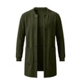 thumbnail image 6 of ZACPNCV Men's Long Cardigan Coat Solid Color Collarless Coat Open Front Button Down Jacket with Pockets Casual Slim Fit Winter Overcoat, 6 of 7
