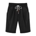 thumbnail image 6 of Ahdbta Bermuda Shorts for Women Knee Length Plus Size Summer Casual Beach Short Elastic Waist Drawstring Comfy Trendy Long Shorts, 6 of 9
