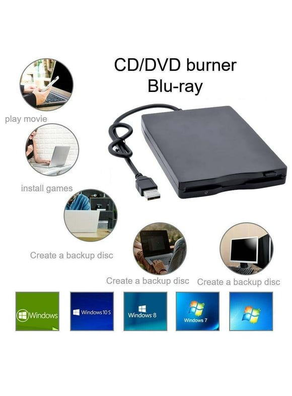 USB Floppy Disk Reader Drive, 3.5'' External Portable 1.44 MB FDD Diskette Drive for  Windows 7/8/XP/Vista PC Laptop Desktop Notebook Computer-Black