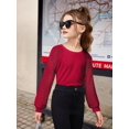 thumbnail image 3 of Arshiner Girls Shirts Lace Raglan Long Sleeves Crewneck Casual Soft Kids Blouse Tee Tops, 3 of 6