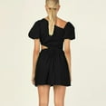 thumbnail image 4 of Fashion Women Sexy Summer Digaonl Collar Hollow Out Solid Short Sleeve Mini Dress, 4 of 6