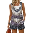 thumbnail image 2 of Women's Halloween 2 Piece Sets Skull Skeleton Sleeveless Funny Tank Tops and Castle Bat High Waist Spooky Shorts, L, 2 of 6