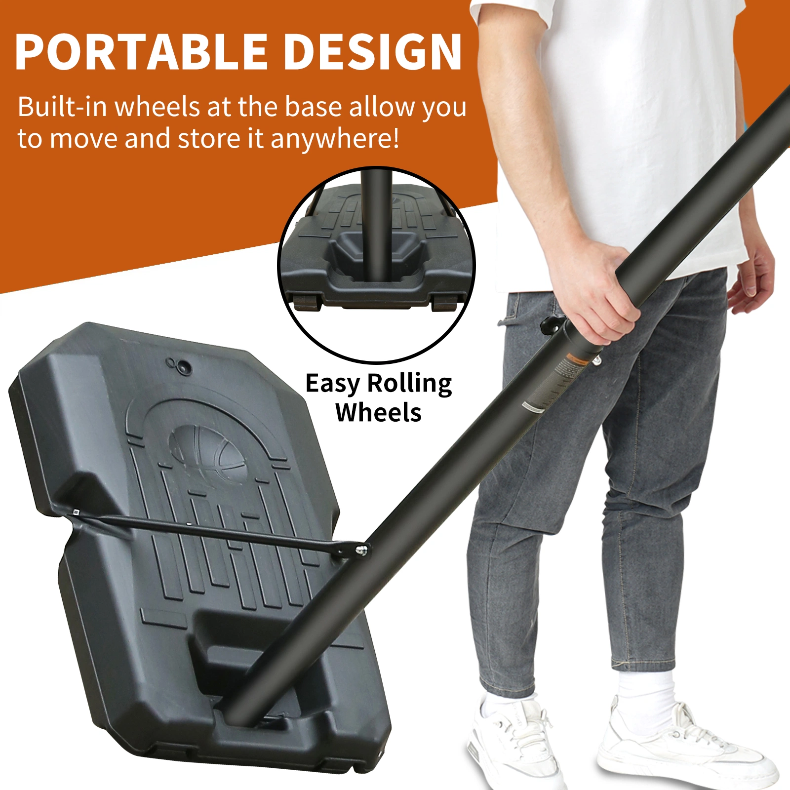 Use for Outdoor Height Adjustable 4.8 to 7.7ft Basketball Hoop 44 Inch Backboard Portable Basketball Goal System with Stable Base and Wheels