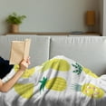 thumbnail image 3 of Pineapple Soft Flannel Fleece Throw Blanket, Composition of Pineapples with Different Patterns Lines Rhombuses and Zigzags, Cozy Plush for Indoor and Outdoor Use, 60" x 80", Multicolor, by Ambesonne, 3 of 5