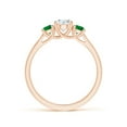 thumbnail image 2 of ANGARA Lab Grown Diamond and Emerald Three Stone Ring for Women in 14K Rose Gold (Size-5mm| Color-F-G| Clarity-VS) | April Birthstone, Anniversary, Jewelry Gift for Women | Lab-Grown Diamond Ring, 2 of 4
