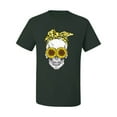 thumbnail image 2 of Skull Sunflower Skeleton Bandana Inspirational/Christian Men's Graphic T-Shirt, Forest Green, Large, 2 of 3