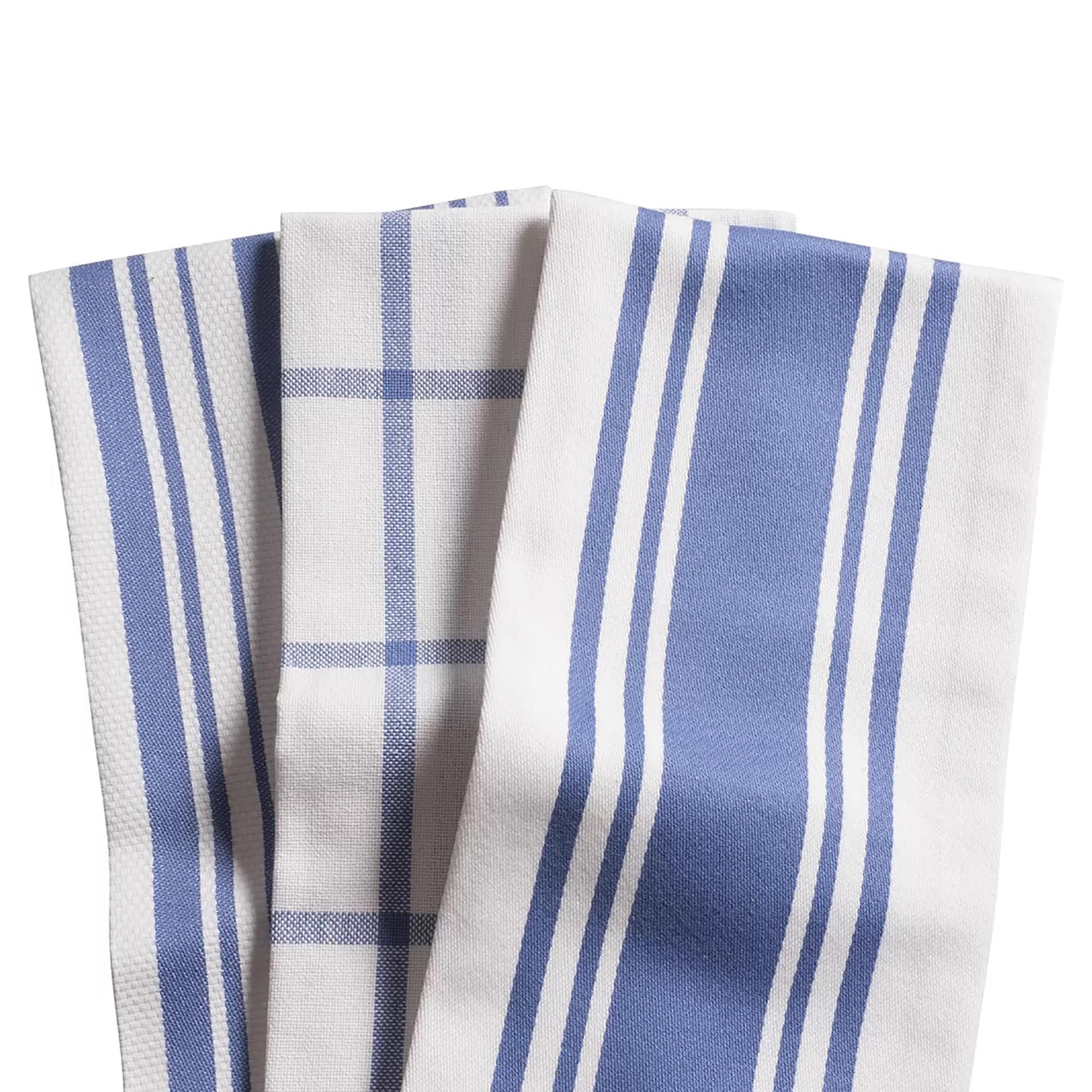 KAF Home Centerband/Basketweave/Windowpane Kitchen Towels, Set of 3, Black