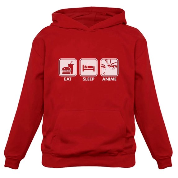 Tstars Mens Anime Lover Japanese Animation Funny Humor Eat Sleep Anime Cool Birthday Gift Fans Manga Anime Gifts Hoodie