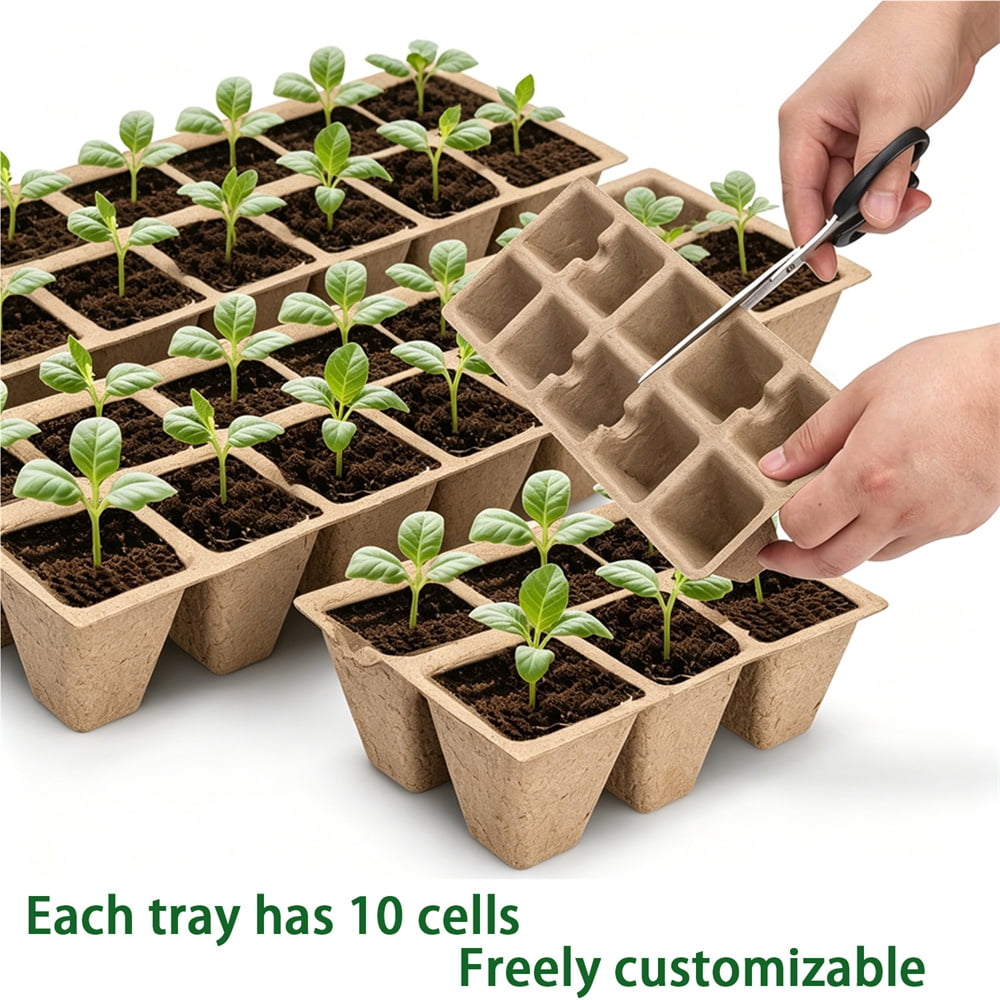 100 Cells Seed Starter Tray with 100pcs Plastic Labels Reusable Nursery Pots Biodegradable Seed Starter Peat Pots Root-Friendly Seedling Cups for Seed Starting Herb Vegetable