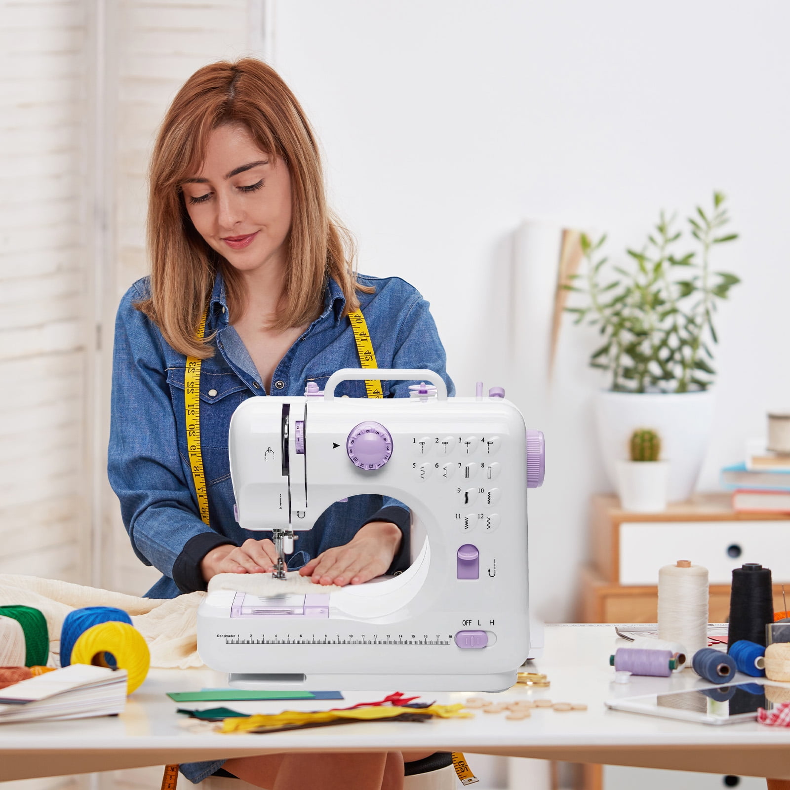 SINGOMON Sewing Machine, 67PCS Sewing Tool Set, Portable Sewings Machine Built-in12 Stitch Patterns, Dual-Speed Control, Home Multi-Function Handheld Mending Machine for Beginners