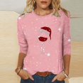 thumbnail image 2 of fheaev Ugly Christmas Sweatshirts for Women Funny Xmas Printed Wine Glass Printed Crewneck Christmas Sweaters 3/4 Sleeves Party Holiday Pullover Shirt Blouse Top, 2 of 4