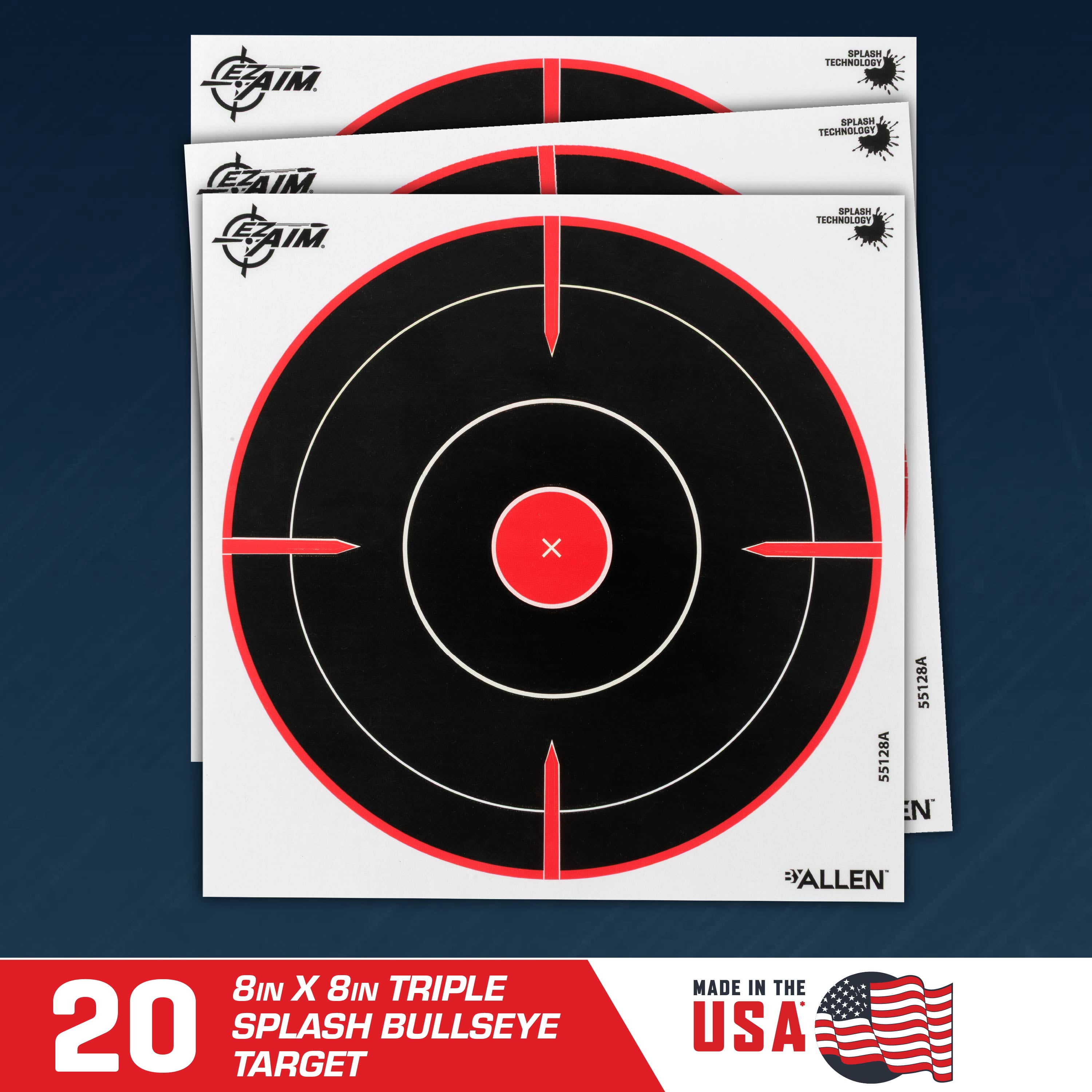 EZ Aim Splash Bullseye Targets, 8 x 8 Inch, 20 Pack
