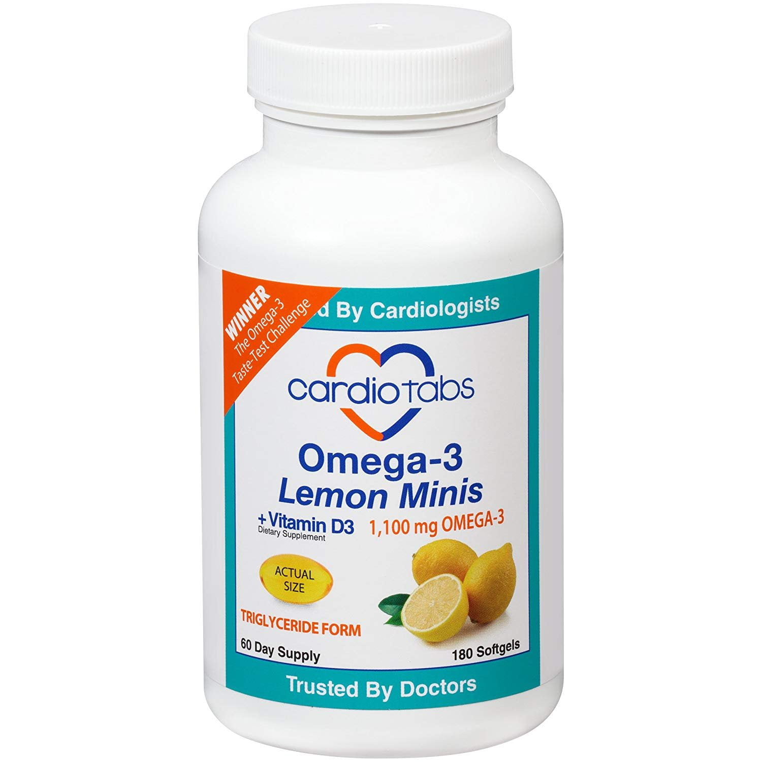 Omega3 Lemon Minis + Vitamin D3, 1,100 mg Omega3 in Triglyceride Form