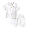 thumbnail image 4 of SHenli Boys Clothes Set Button-down Shirt Tops & Shorts Summer Outfit 2 Pieces with Pockets for Boy Age 18M-12Y, 4 of 5