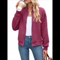 thumbnail image 3 of Chaqueta Informal de Mujer con Cuello Alto y Cremallera, Ideal para Otoño. Conjuntos con Bolsillos. Vino Tinto M, 3 of 10