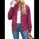 thumbnail image 3 of Chaqueta Informal de Mujer con Cuello Alto y Cremallera, Ideal para Otoño. Conjuntos con Bolsillos. Vino Tinto S, 3 of 10
