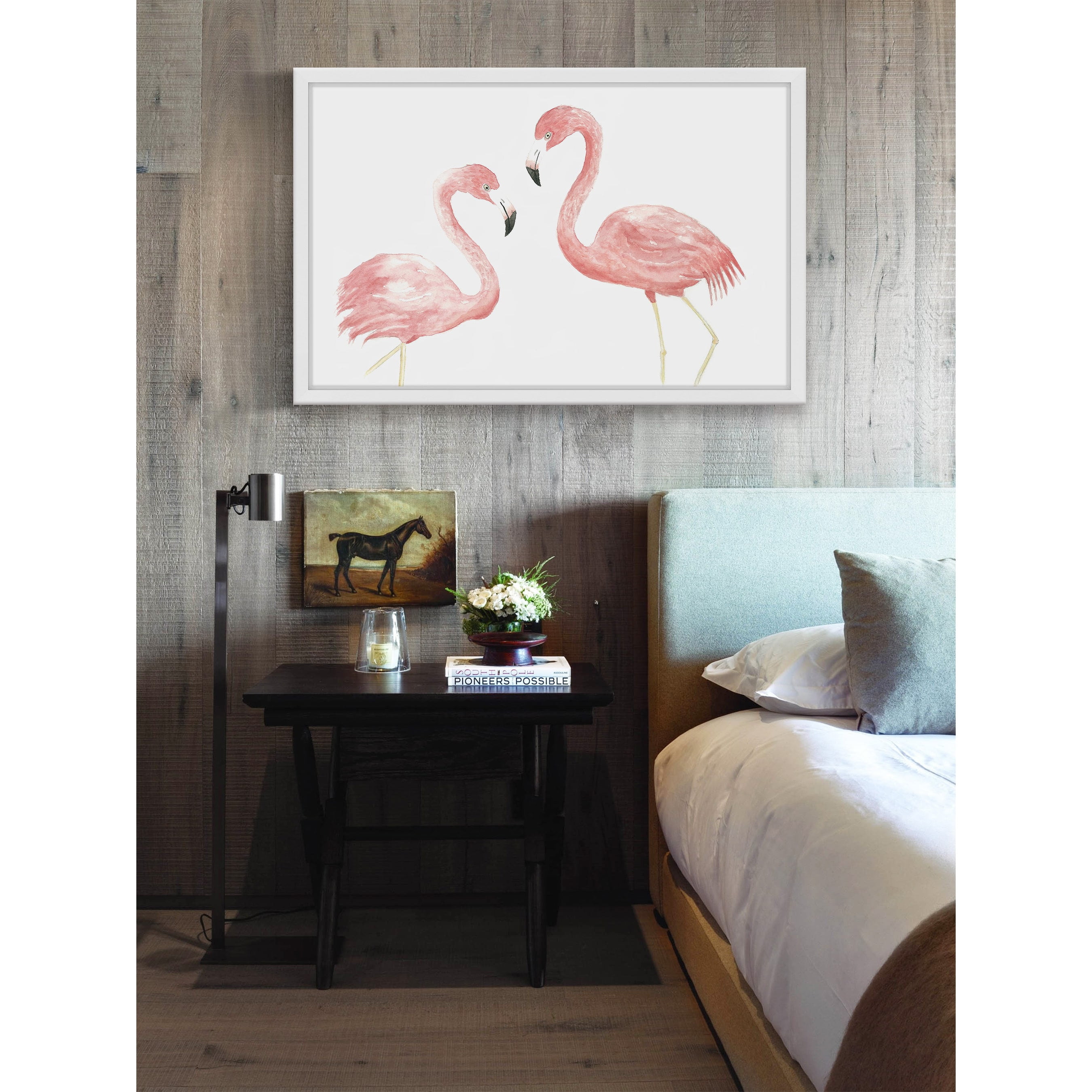 "Flamingo Courtship" Framed Painting Print