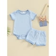 thumbnail image 3 of Bagilaanoe 2pcs Newborn Baby Boy Girl Shorts Set Short Sleeve T Shirt Tops + Shorts 3M 6M 12M 18M Infant Casual Summer Clothes, 3 of 10