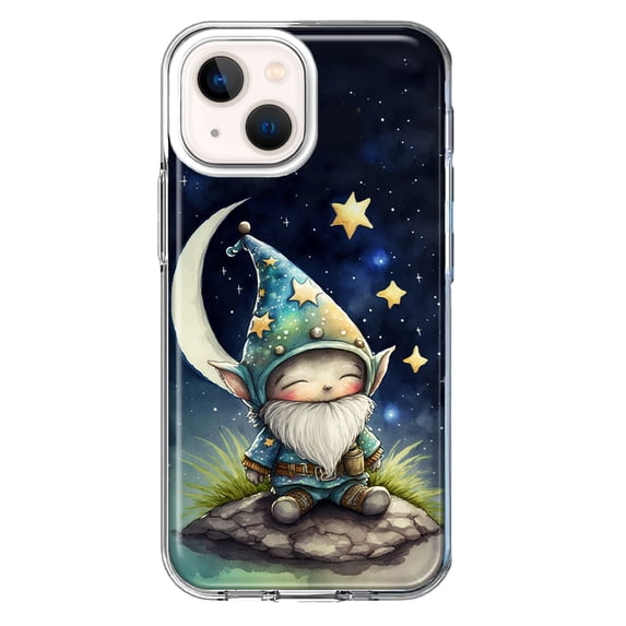 MUNDAZE Apple iPhone 13 Shockproof Clear Hybrid Protective Phone Case Stars Moon Starry Night Space Gnome Cover
