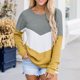 thumbnail image 3 of Blusa de manga larga informal de moda con cuello redondo y costuras para mujer Fridja  ghj987+3936, 3 of 6