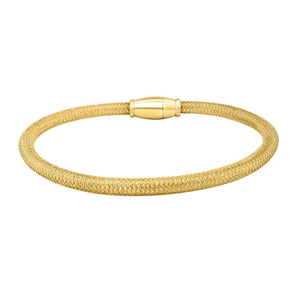4MM Italian Made Mesh Bracelet For Women's In 14K White Rose Yellow Gold Plated Rhodium Over 925 Sterling Silver