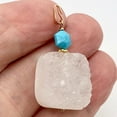 thumbnail image 2 of White Druzy Quartz and Turquoise 20mm Square Coin14kgf Pendant | 1 1/4" Long |, 2 of 10