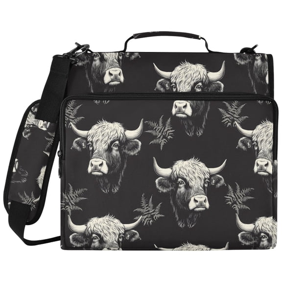 ALAZA Zipper Binder Highland Cattle Leaves-s1 Pattern 2 inch 3 Ring 500 Sheet Capacity Trapper Keeper File Folder Organizer Bag