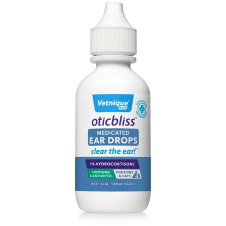 UPC: 0810082380569 | Vetnique Labs Oticbliss Medicated Ear Drops for Dogs & Cats with Hydrocortisone  Clear the Ear! 1.8 fl oz