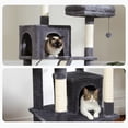 thumbnail image 2 of Pefilos 70" Cat Tree Tower for Indoor Cats, Multi-Level Cat Tree House Cat Scratching Post with 2 Perches, 2 Cat Condos, Hammock and 2 Pompoms, Dark Gray, 2 of 7