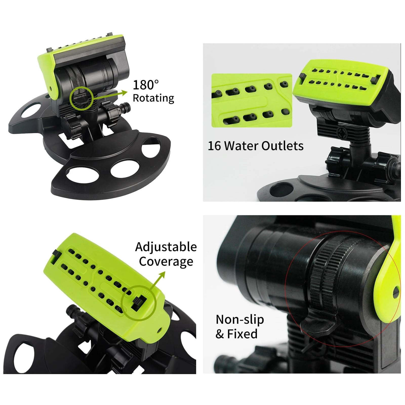 16-Nozzle Oscillating Sprinkler with Dual-Zone Sprinkler Water Timer, Adjustable Mini Turbo Lawn Sprinkler for Yard & Garden Watering