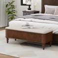 thumbnail image 2 of CQSXDA 50.8-Inch Multi-Functional Storage Ottoman Bench In Solid Rubberwood With Linen Seat For Bedroom And Entryway, 2 of 11